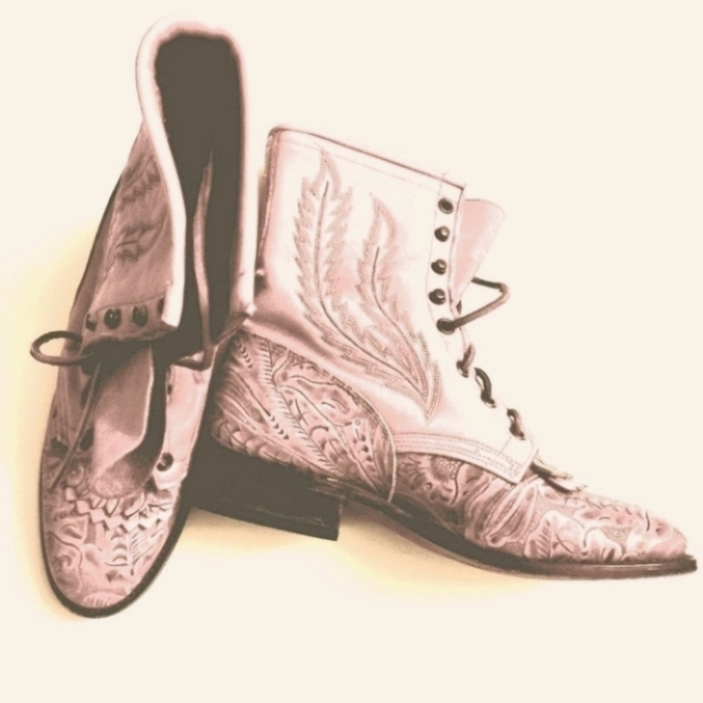 Embossed Genuine Leather Boots